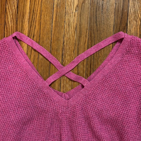 Anthropologie - Maeve Pink Cross Back Sweater - Picture 5 of 6